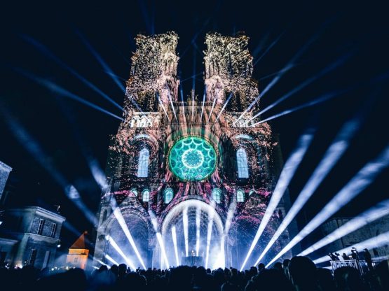 illuminated NotreDame