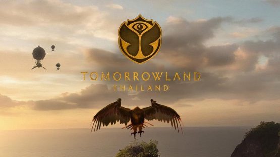 Tomorrowland Thailand image featuring a bird above a coastal landscape and logo