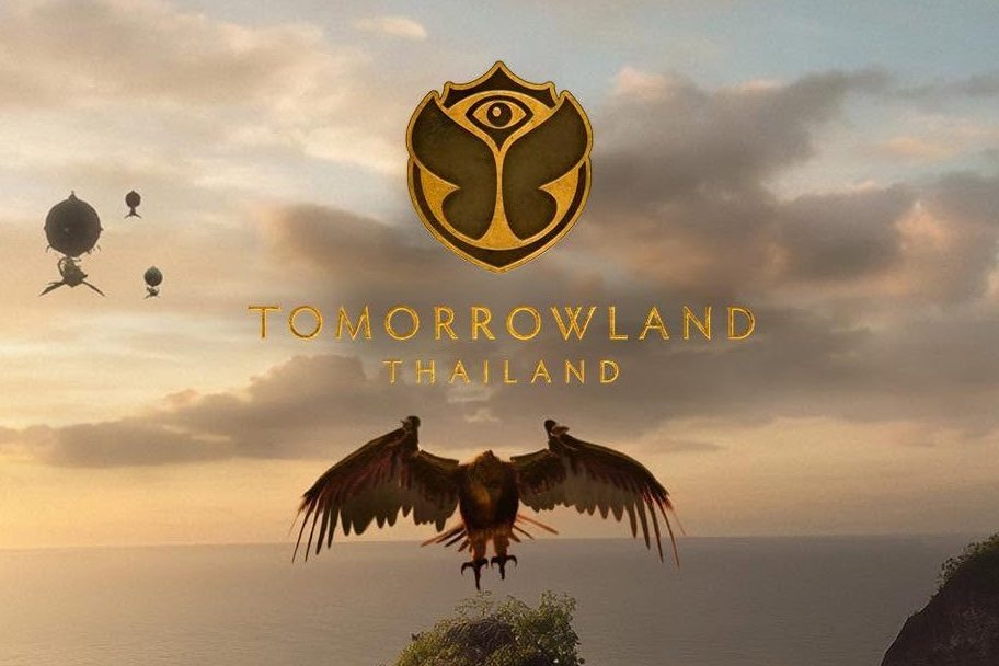 Tomorrowland Thailand image featuring a bird above a coastal landscape and logo